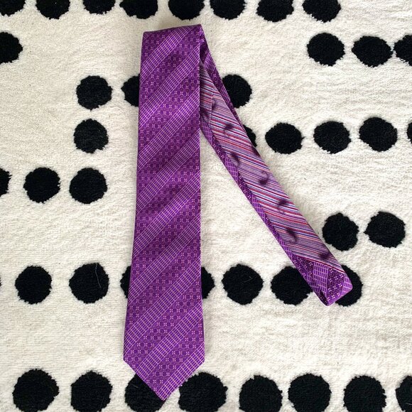 Robert Graham Tie 100% Silk Purple Blue Floral Striped Print - Picture 1 of 9